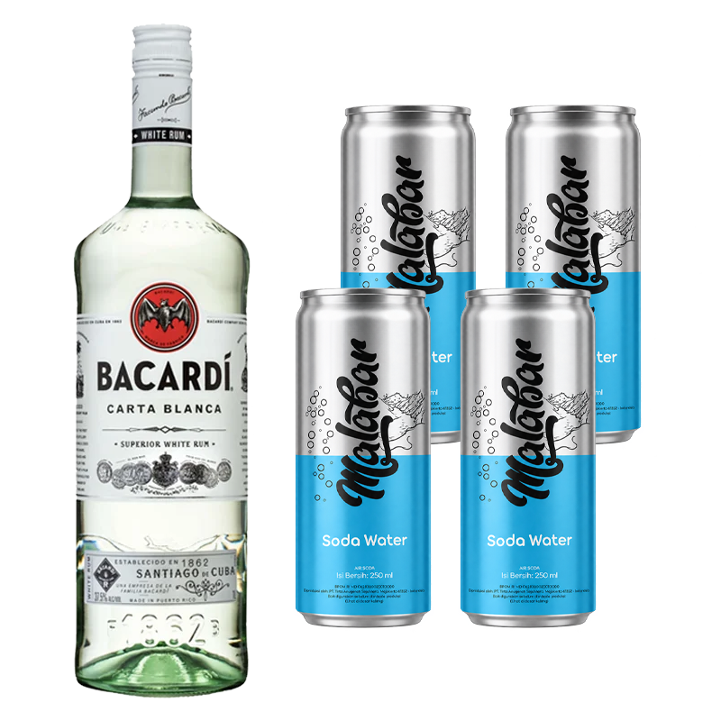 Bacardi Carta Blanca + Mixer Malabar Soda Water