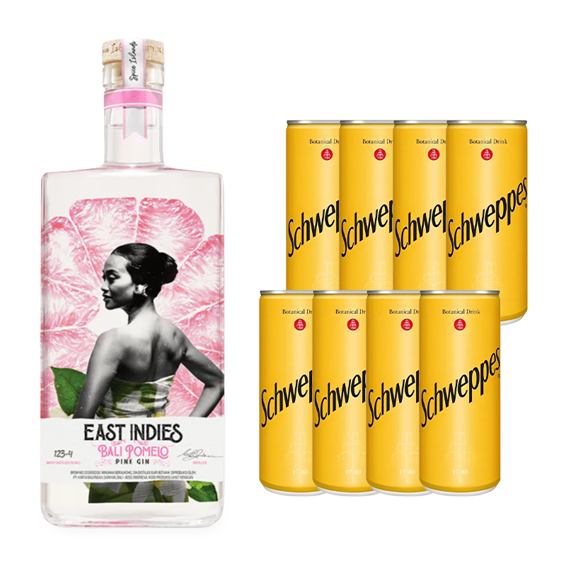 East Indies Bali Pomelo Pink Gin - 700ml + Mixer Schweppes