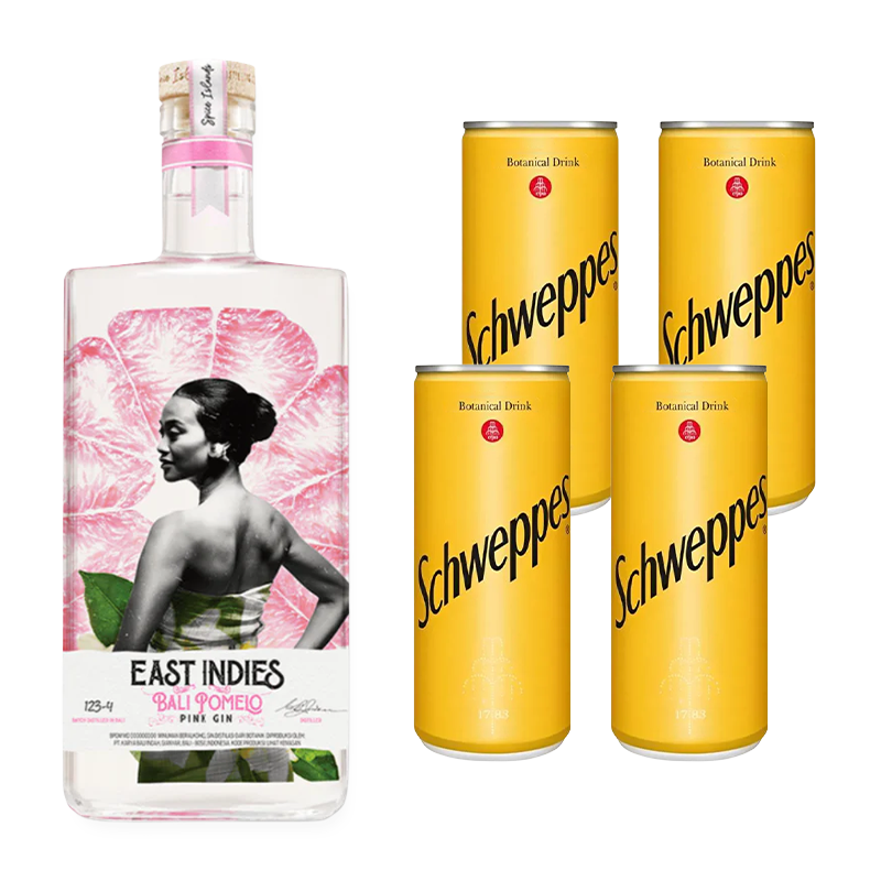 East Indies Bali Pomelo Pink Gin - 700ml + Mixer Schweppes
