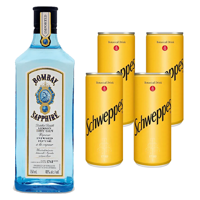 After Eight: Bombay Sapphire Gin + Mixer Schweppes