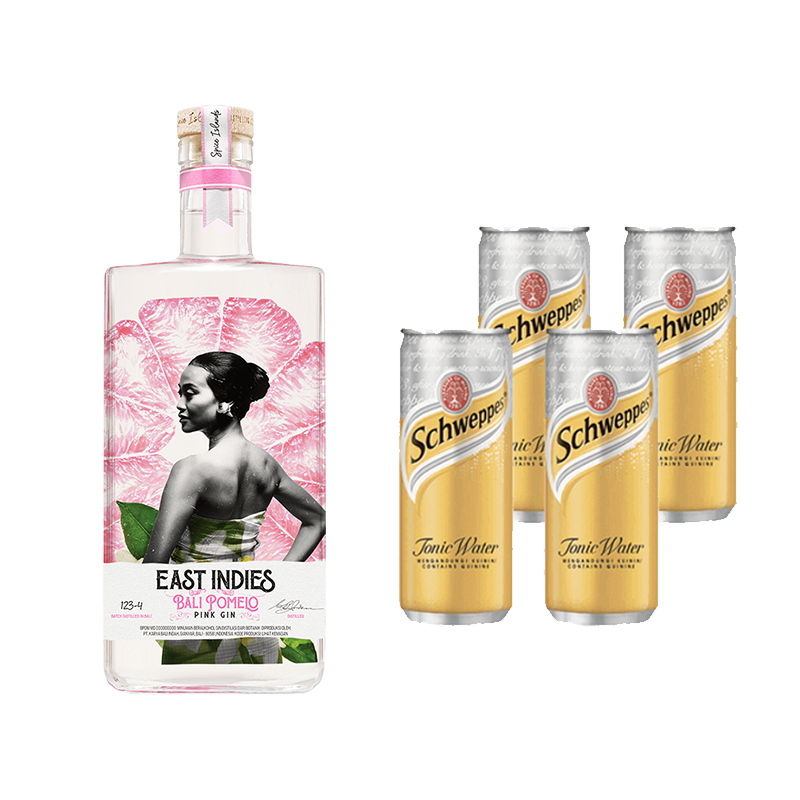 East Indies Bali Pomelo Pink Gin - 700ml + Mixer Schweppes
